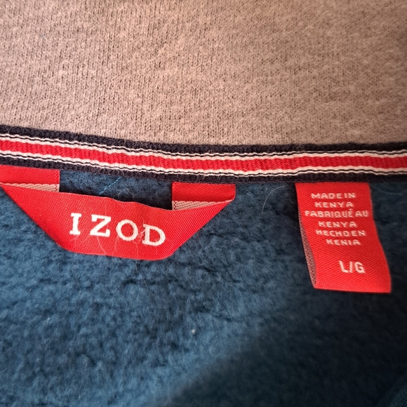 Blue Izod Fleece Pullover, Size Large, Dark Blue - Picture 3 of 3